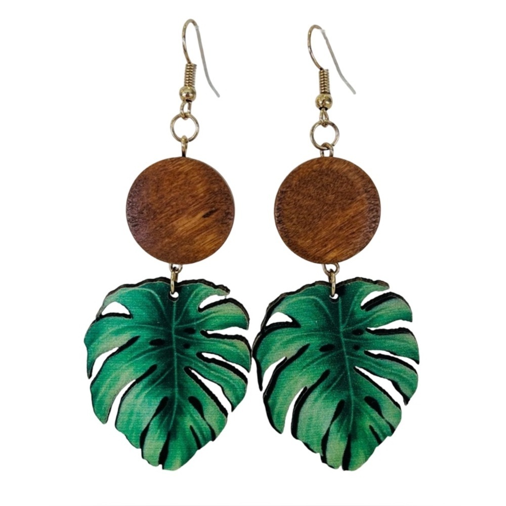 Palm Leaf Wooden Earrings